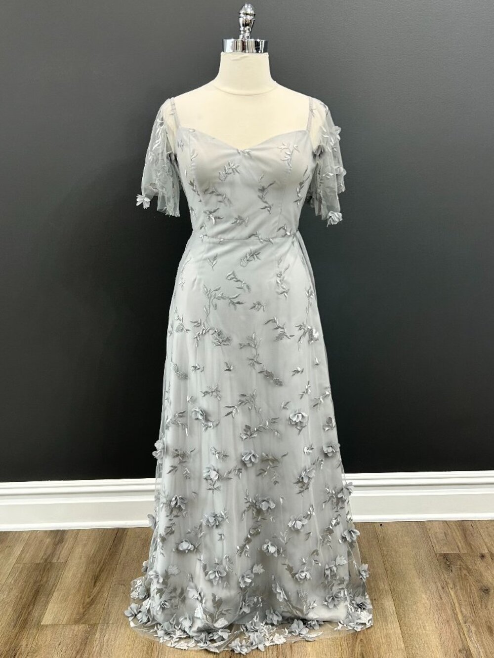 Dove 3D Floral Off the Shoulder Gown Style Portici-BM1193 Size 12